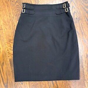Clearout- EUC Calvin Klein Black Midi skirt with built in belts sz M